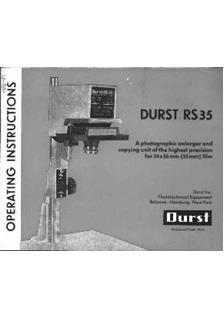 Durst RS 35 manual. Camera Instructions.